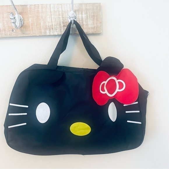 HELLO KITTY by Sanrio Shoulder Bag - Black Duffel Bag - Picture 1 of 4